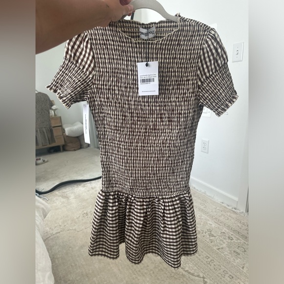 Princess Polly Laurita Shirred Mini Dress Brown Check - Picture 4 of 8